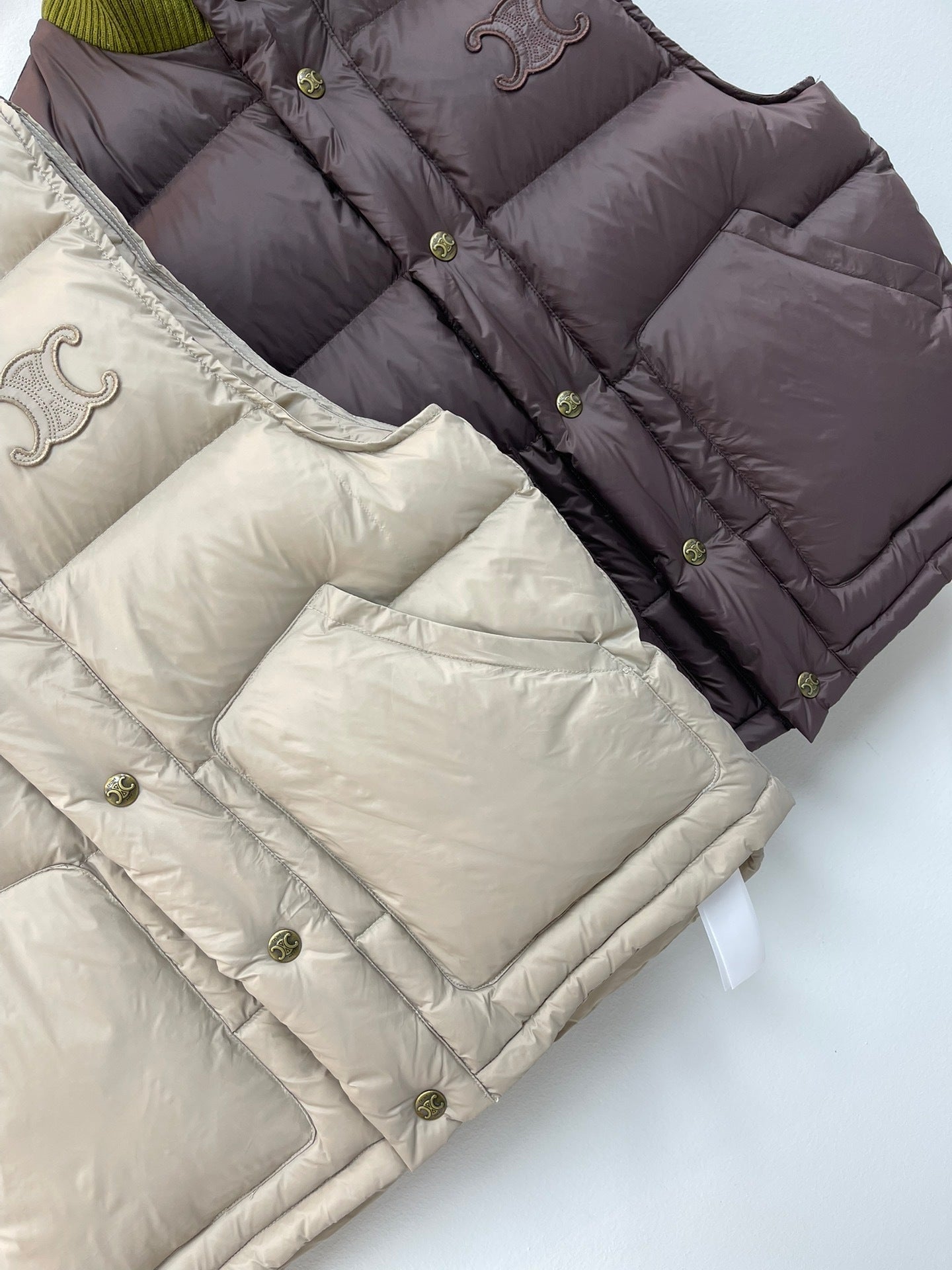 Ribbed Stand Collar Color-Blocked Cotton Vest