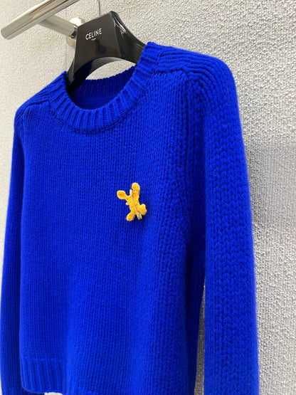 Winter Klein Blue Safety Pin Knit Sweater Soft Cloud