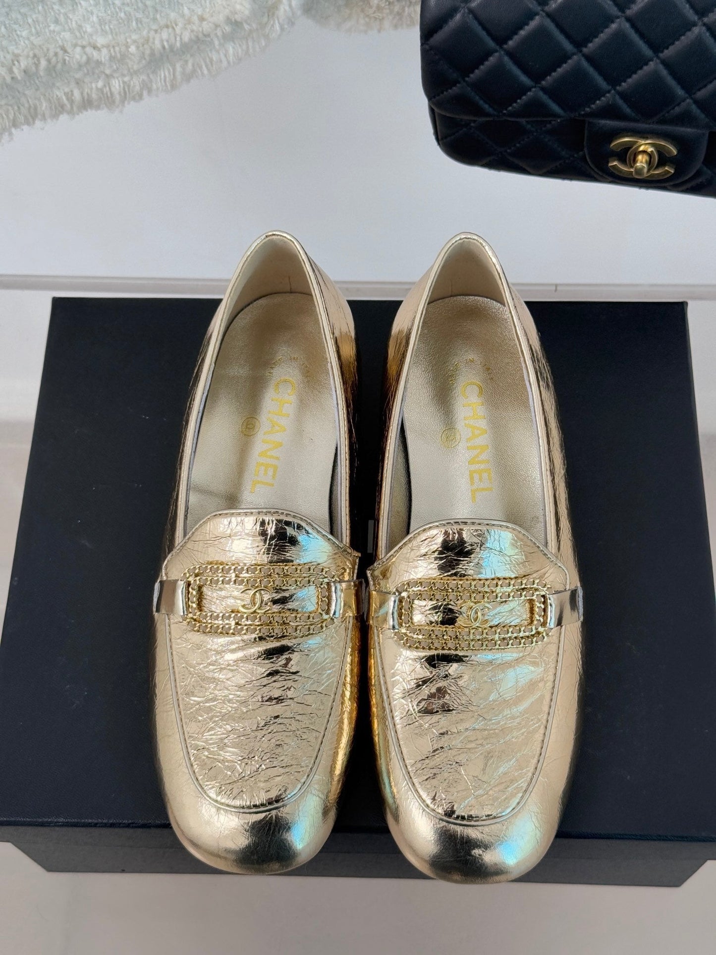 CH 25C Double C Chain Buckle Chunky Heel Loafers