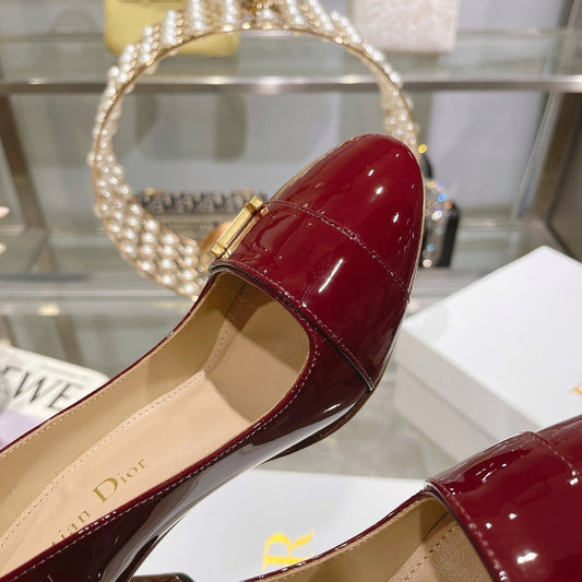 D W184 D2023 Women's Chunky Heel Square Toe Shoes