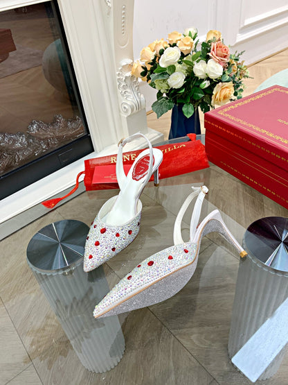 Rene Cao villa RC2021 Crystal High-Heeled Sandals