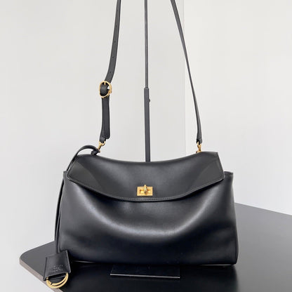 Rodeo Medium Black Leather Handbag for Women