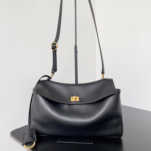 Rodeo Medium Black Leather Handbag for Women