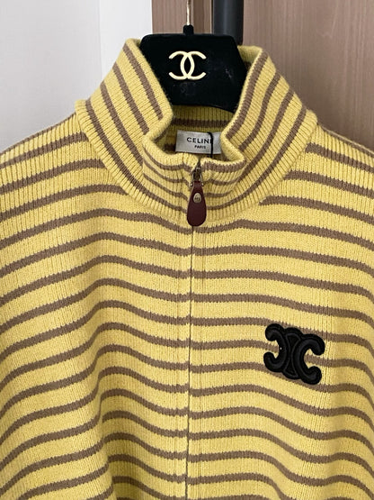 Striped Tricolor Cardigan Logo Embellished Stylish