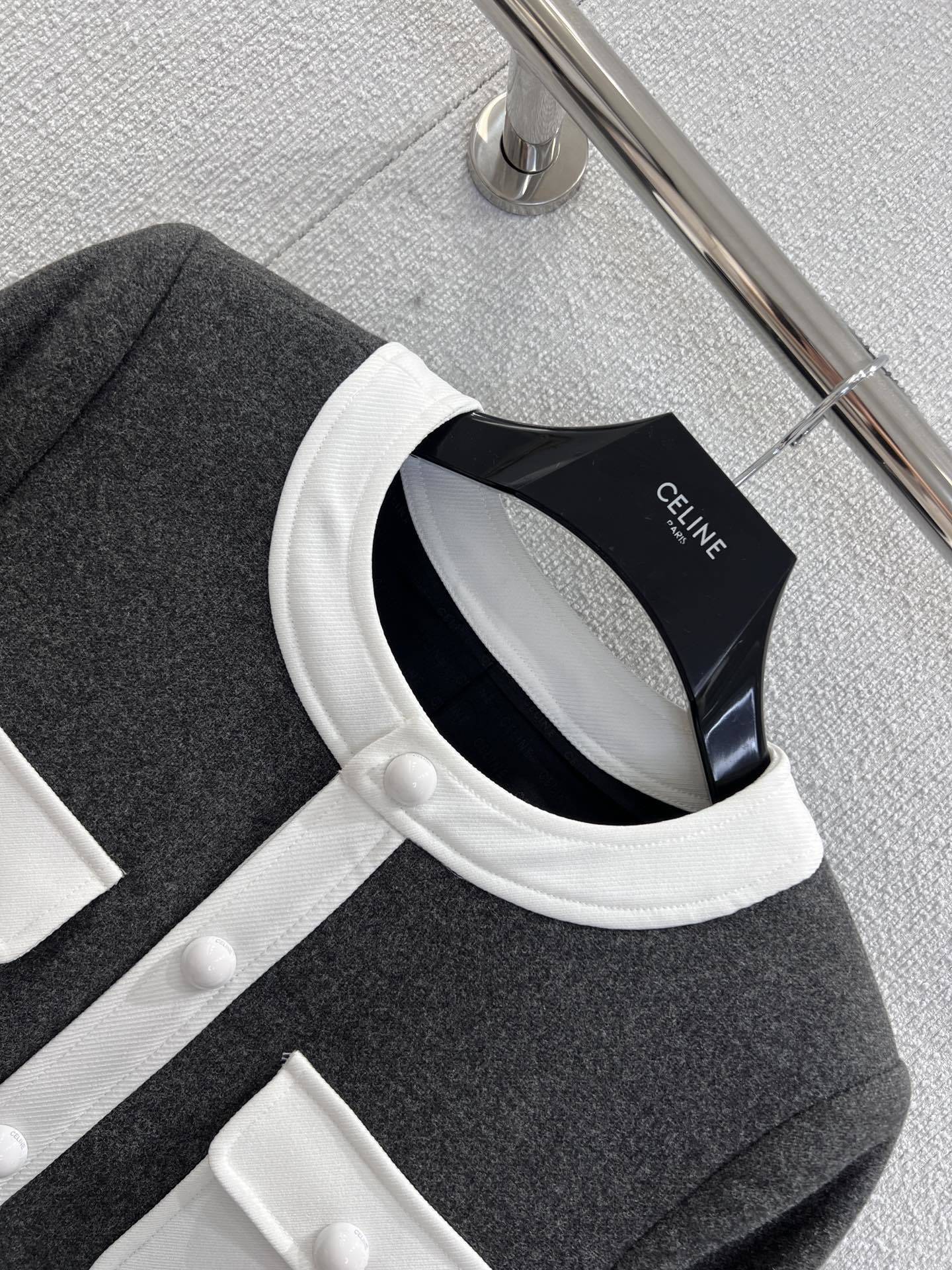 French Heiress Color-Blocked Jacket Wool & Leather