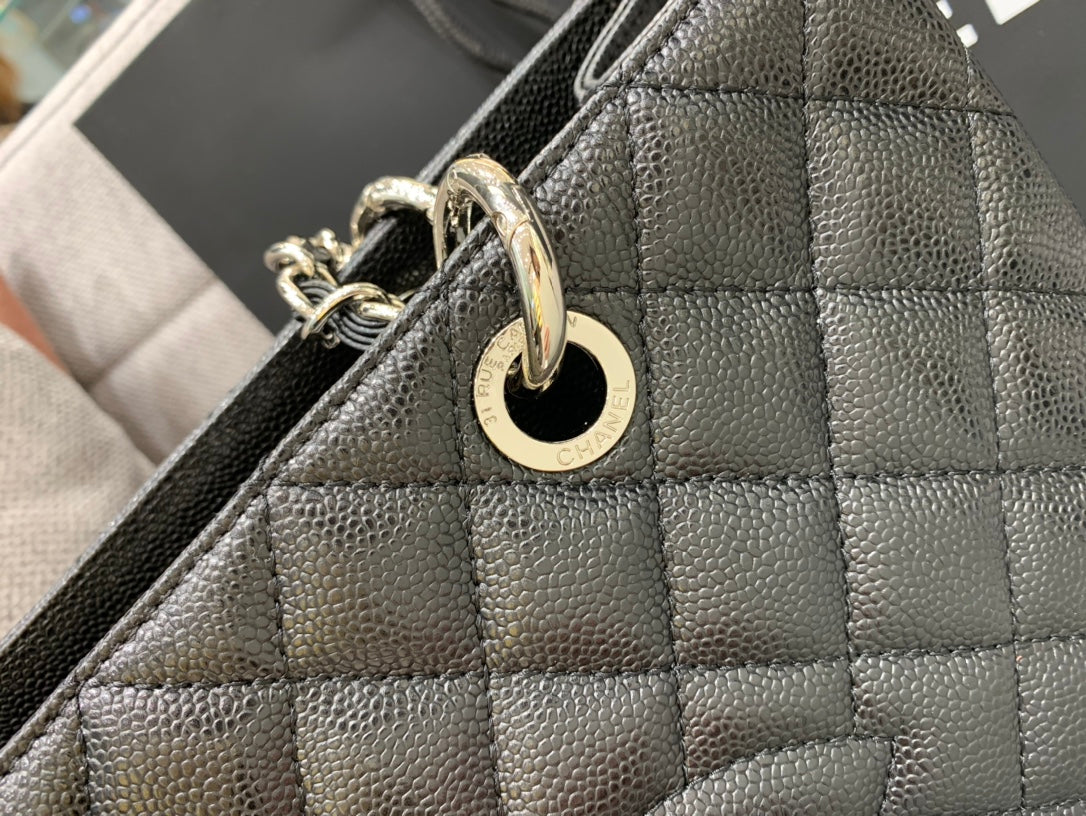 CC Grand Shopping Tote Bag 34cm Black Caviar Silver Hardware