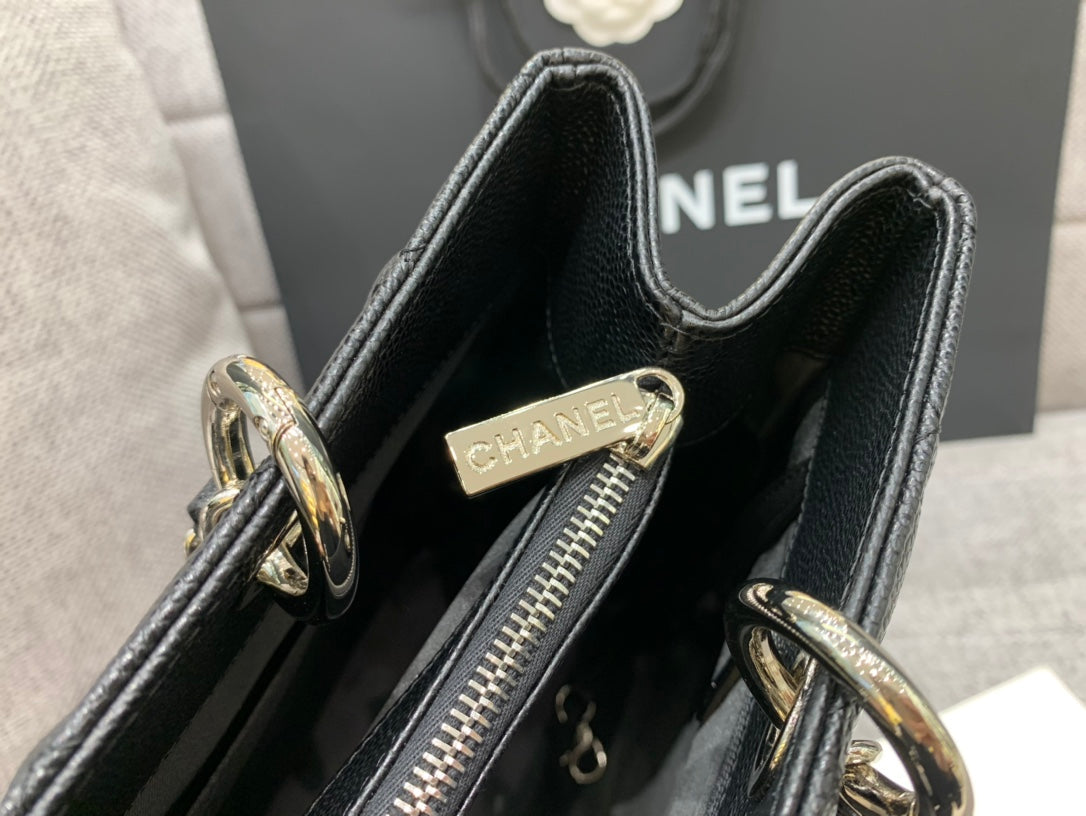 CC Grand Shopping Tote Bag 34cm Black Caviar Silver Hardware