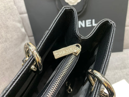 CC Grand Shopping Tote Bag 34cm Black Caviar Silver Hardware