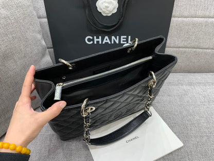 CC Grand Shopping Tote Bag 34cm Black Caviar Silver Hardware