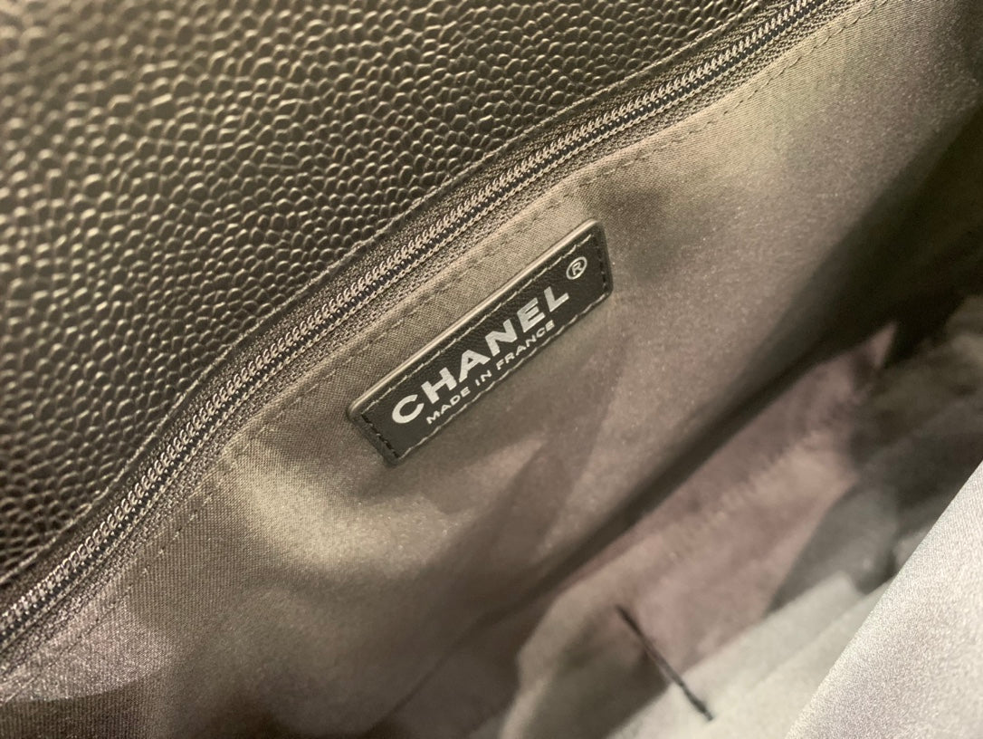 CC Grand Shopping Tote Bag 34cm Black Caviar Silver Hardware