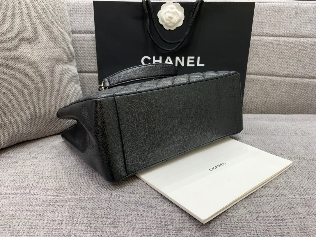 CC Grand Shopping Tote Bag 34cm Black Caviar Silver Hardware
