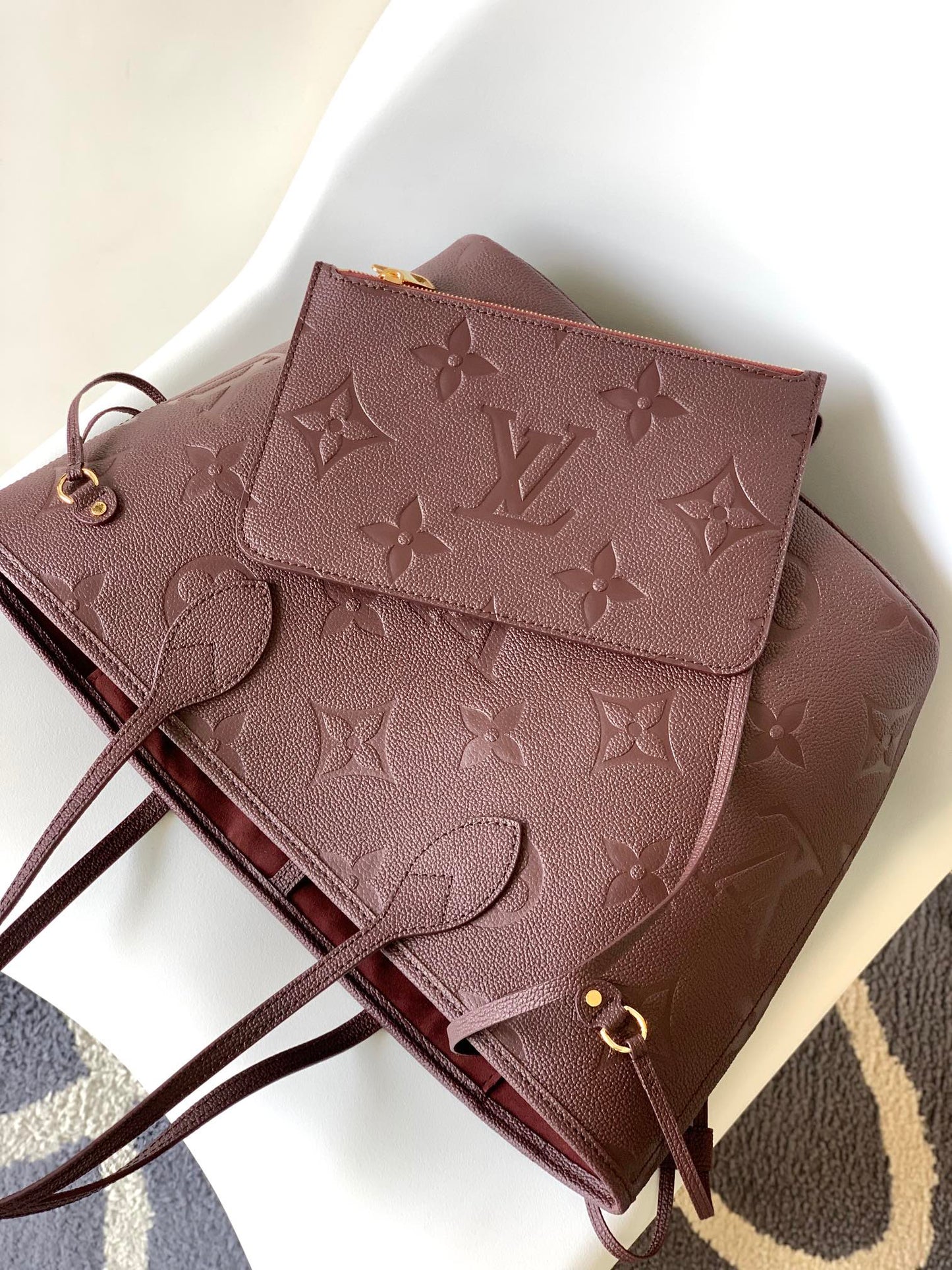 Neverfull Mm 32 Wine Monogram Empreinte Leather