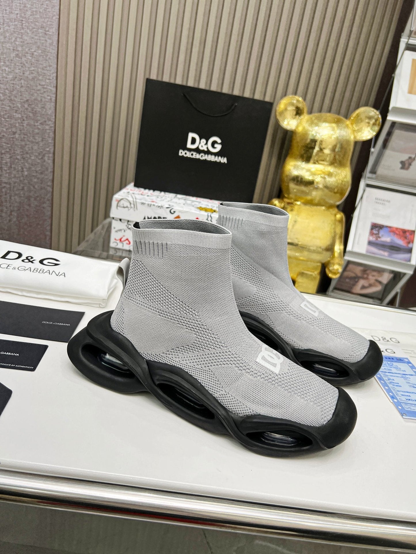 dg Wave Series Couple’s Knit Sock Sneakers