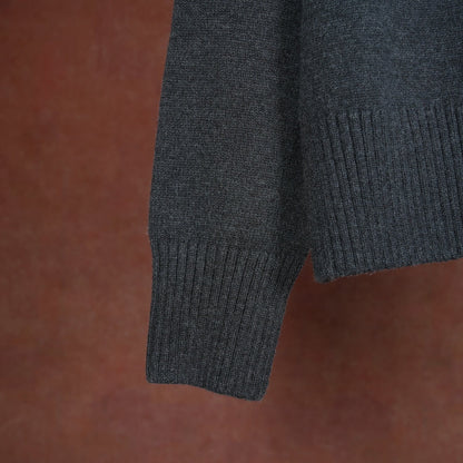 A Wool Black Heart V-Neck Knit Cardigan Unisex Loose Fit