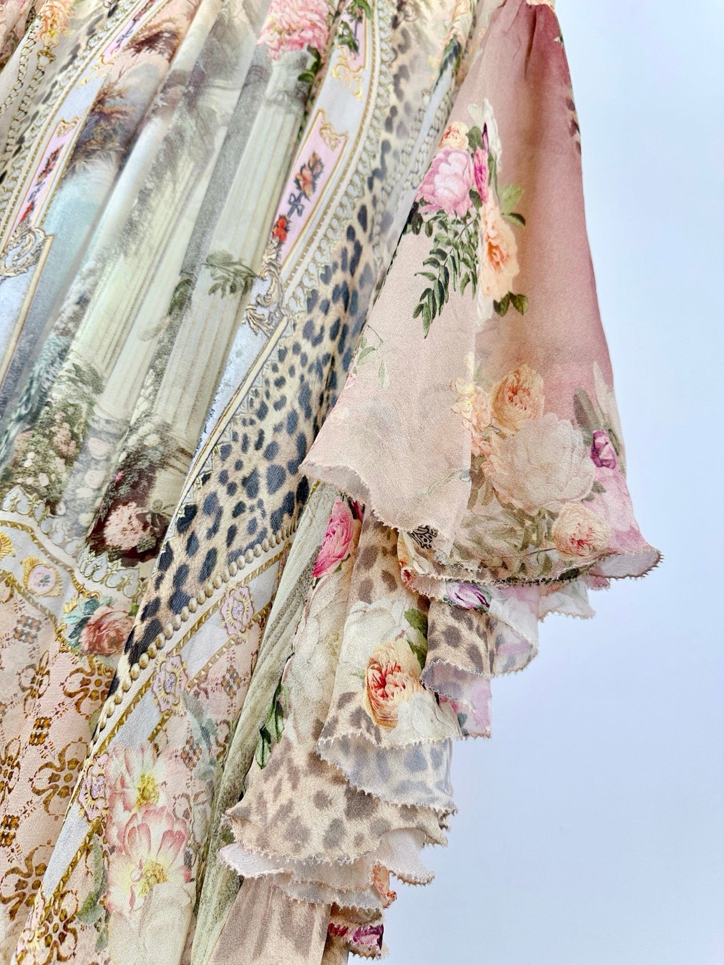 High-Neck Ruffled Batwing Sleeve Loose Long Dress