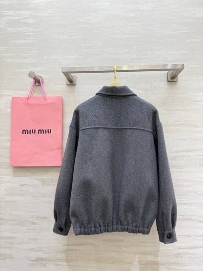 Double-Faced Wool Jacket Retro Preppy Elegance