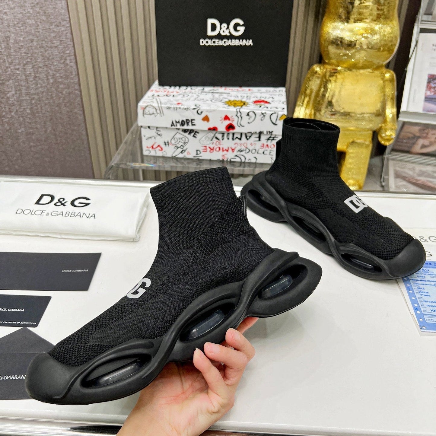 dg Wave Series Couple’s Knit Sock Sneakers