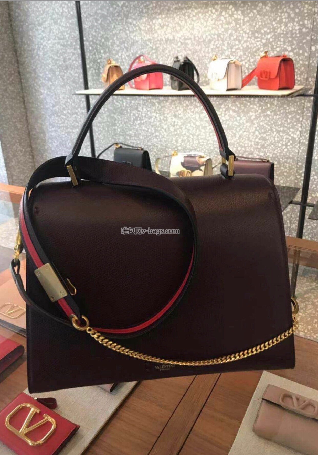 Val Small VSLING Grainy Calfskin Handbag