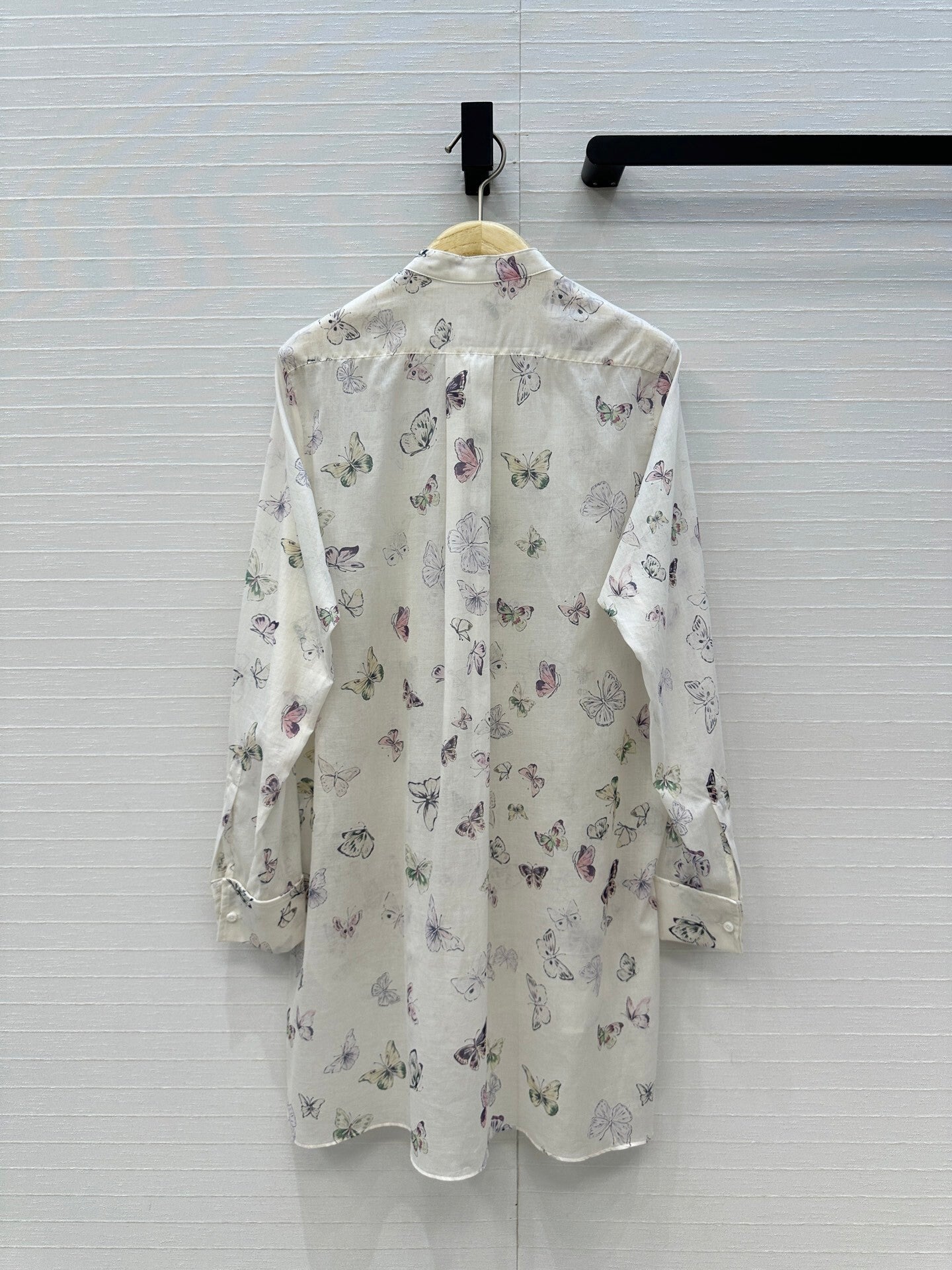 D Butterfly Print Silk-Cotton Shirt Early Spring