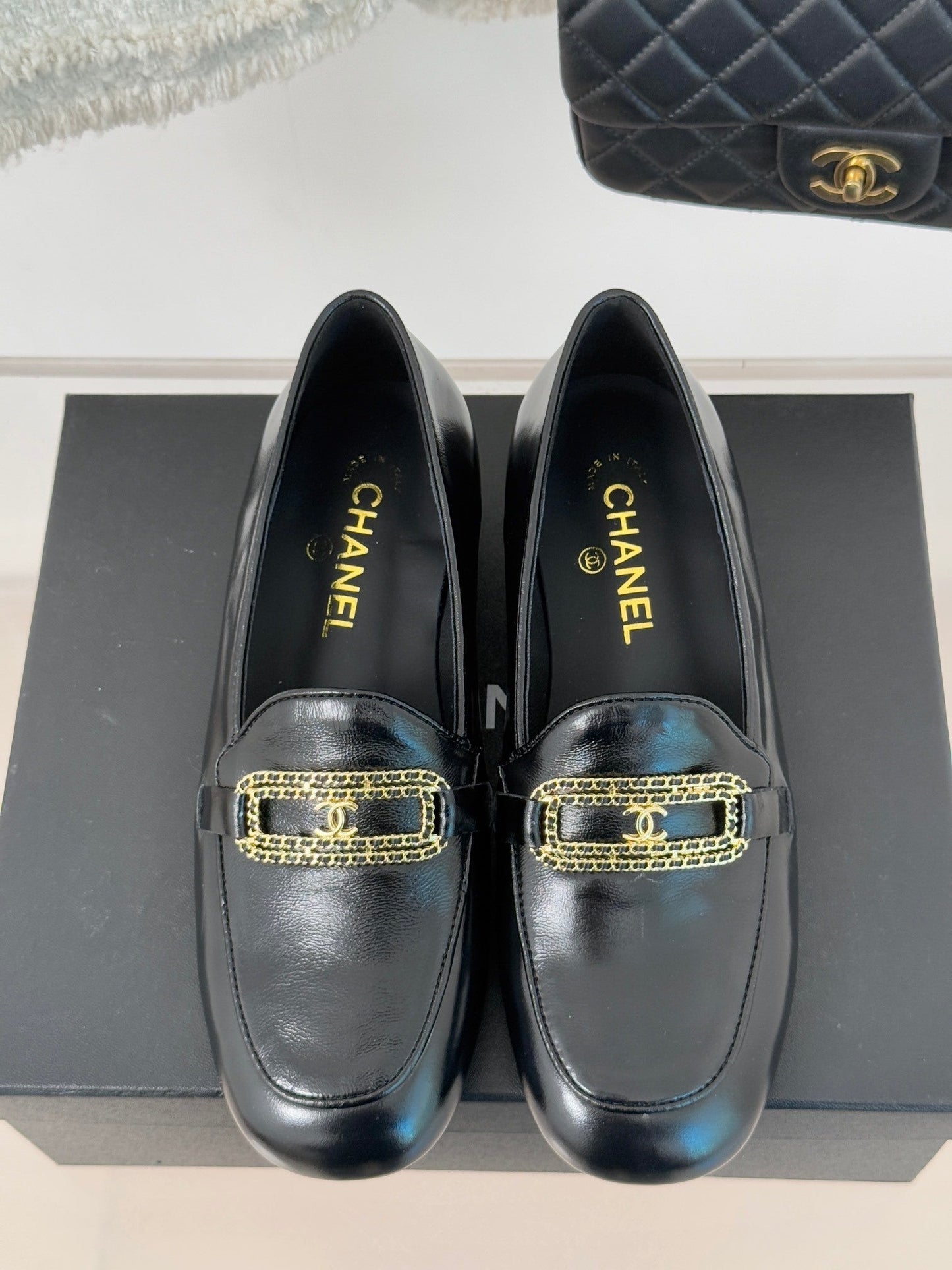 CH 25C Double C Chain Buckle Chunky Heel Loafers