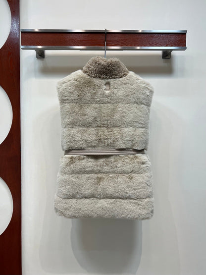 Early Autumn Plush Belted Down Vest Stylish & Unisex