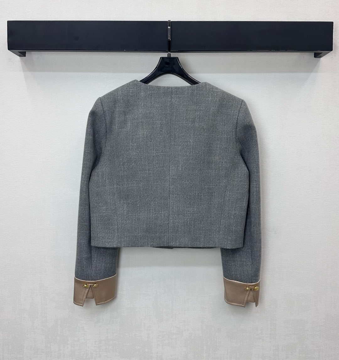 Winter Wool Dress Jacket & Skirt Set Round Neck