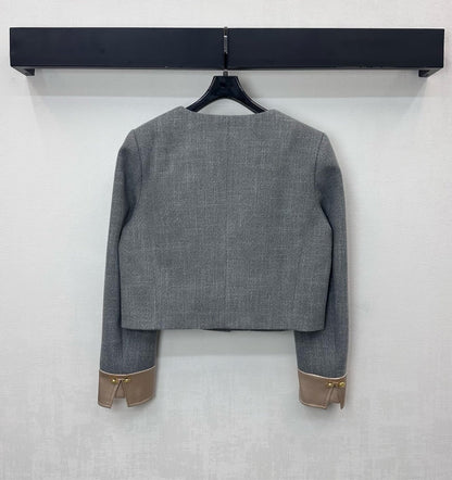 Winter Wool Dress Jacket & Skirt Set Round Neck