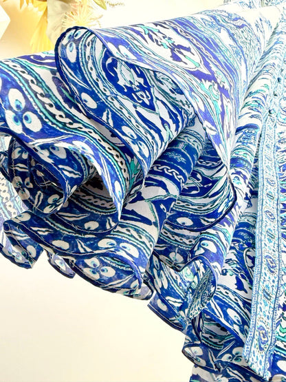 Autumn/Winter Silk Printed V-Neck Long Dress