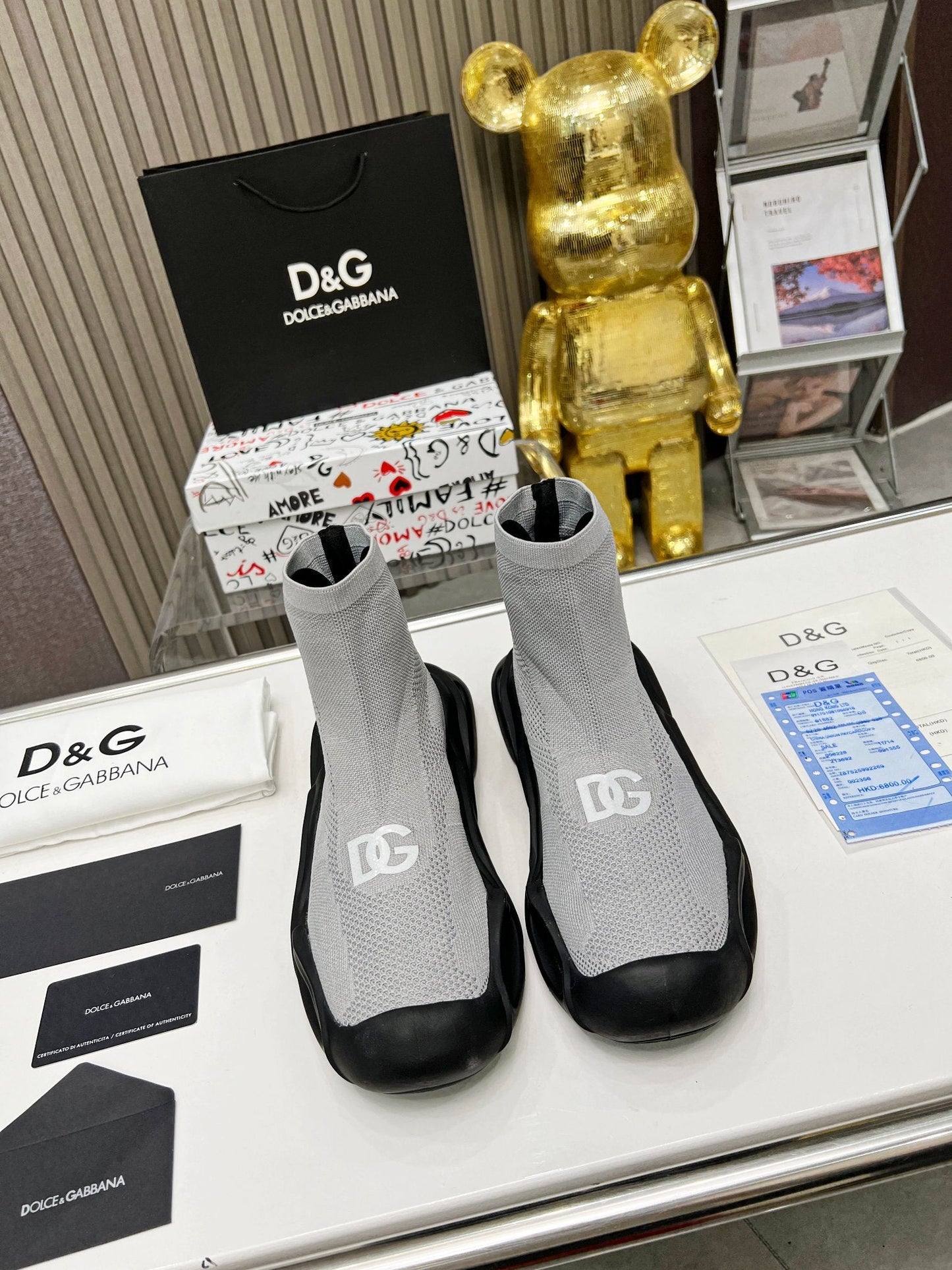 dg Wave Series Couple’s Knit Sock Sneakers