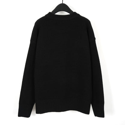 Ami Alpaca Wool White Heart Crew Neck Pullover