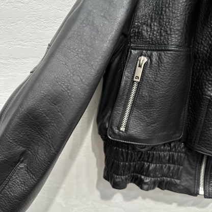 Early Spring Punk Bubble Leather Lambskin Motorcycle Jacket