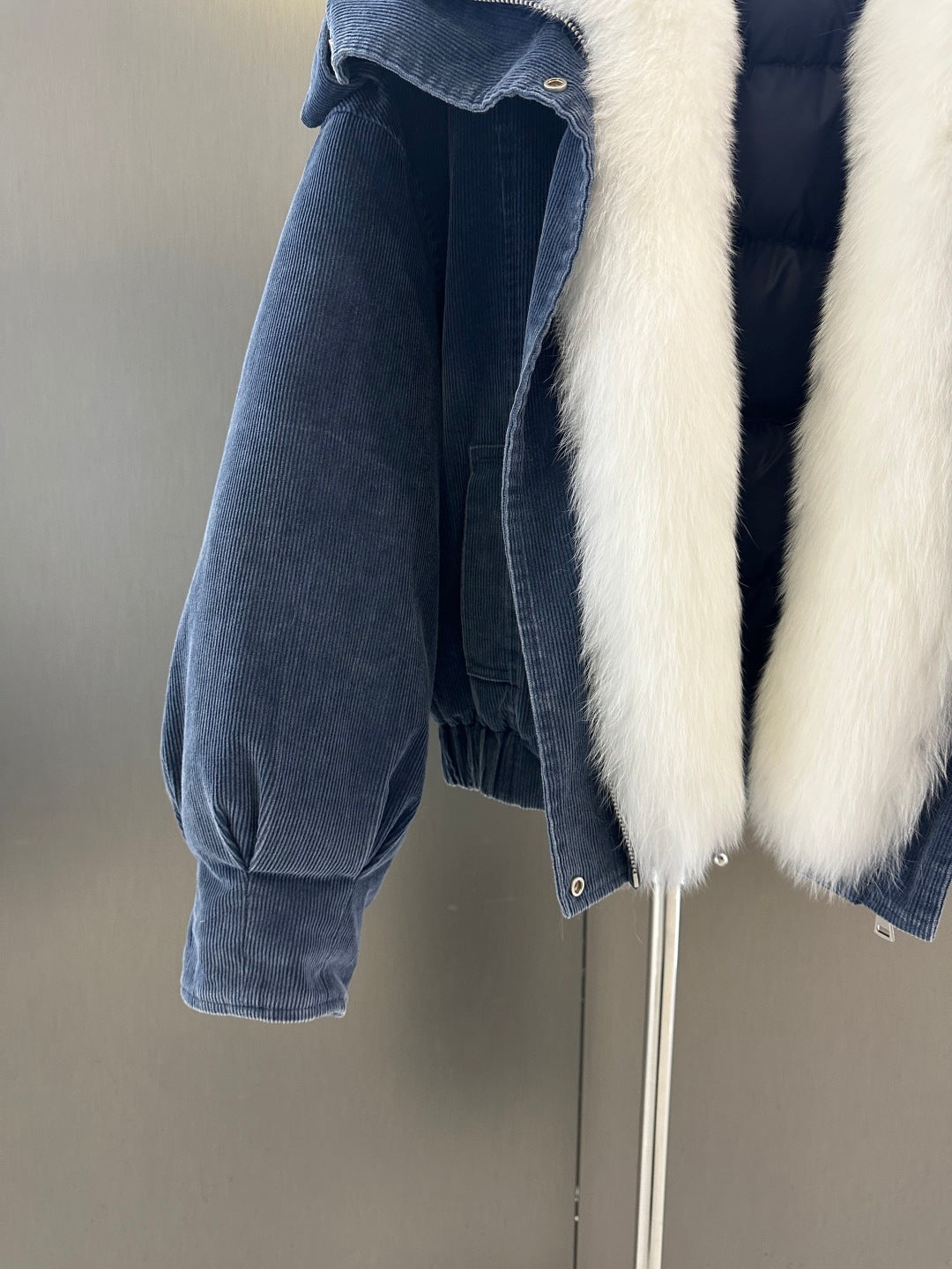 Winter Down Jacket with Imported White Fox Fur Collar