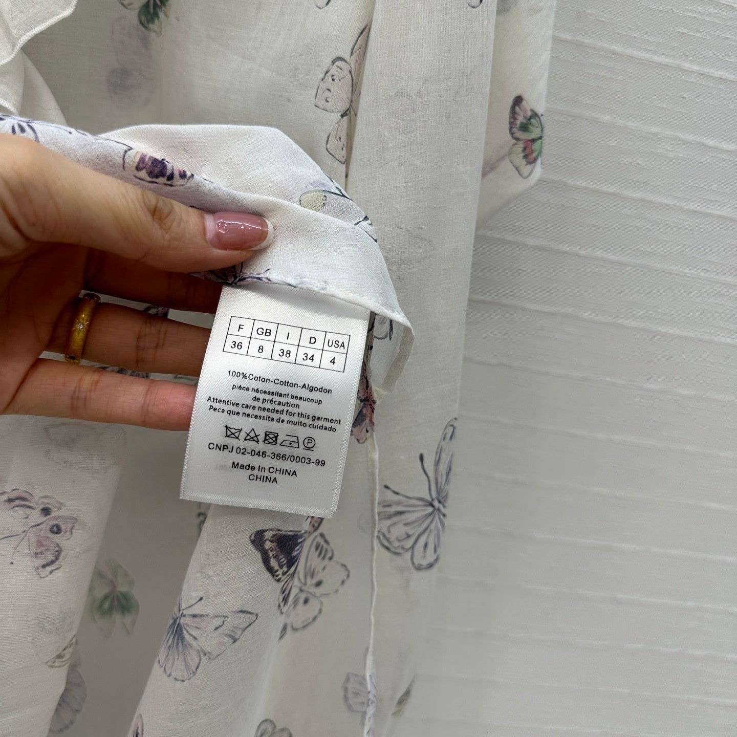 D Butterfly Print Silk-Cotton Shirt Early Spring