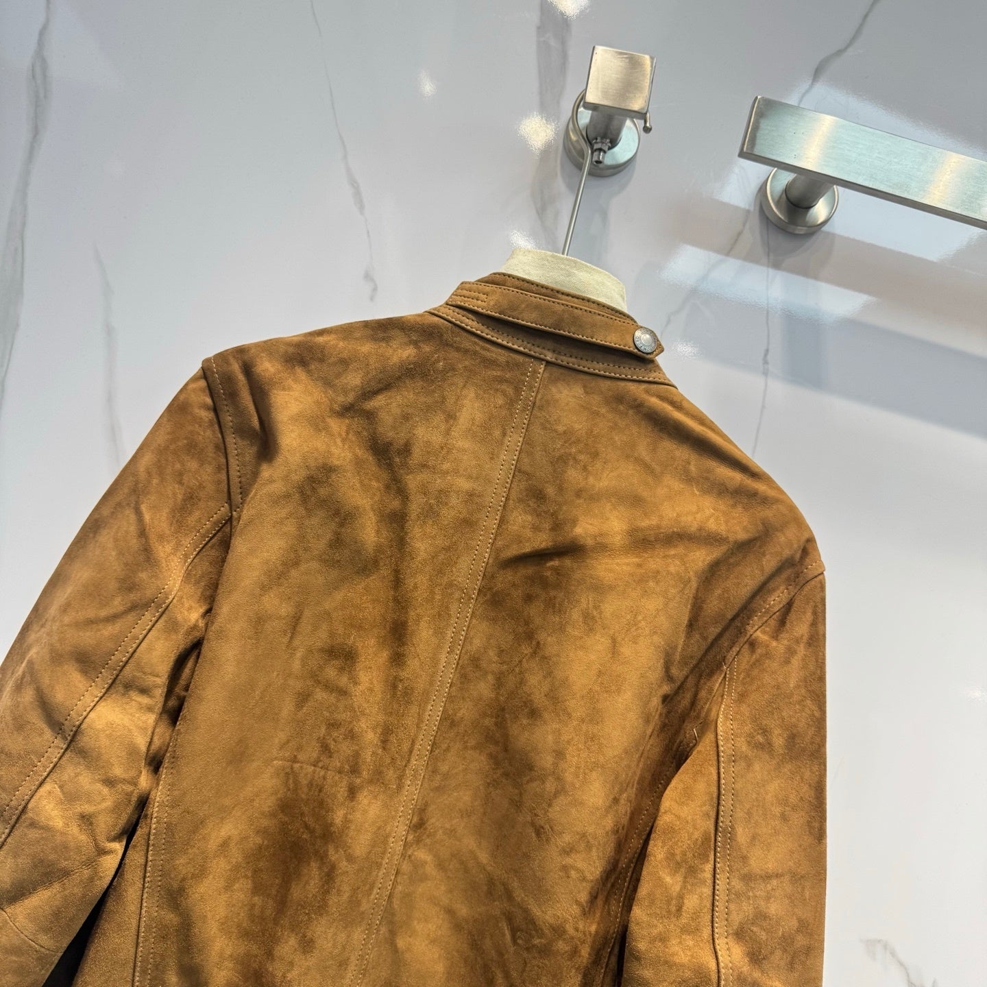 Early Spring Suede Lambskin Jacket Stand Collar