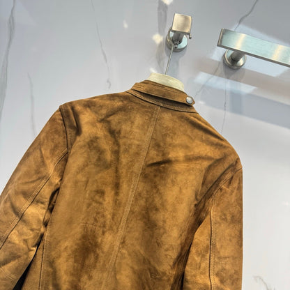 Early Spring Suede Lambskin Jacket Stand Collar