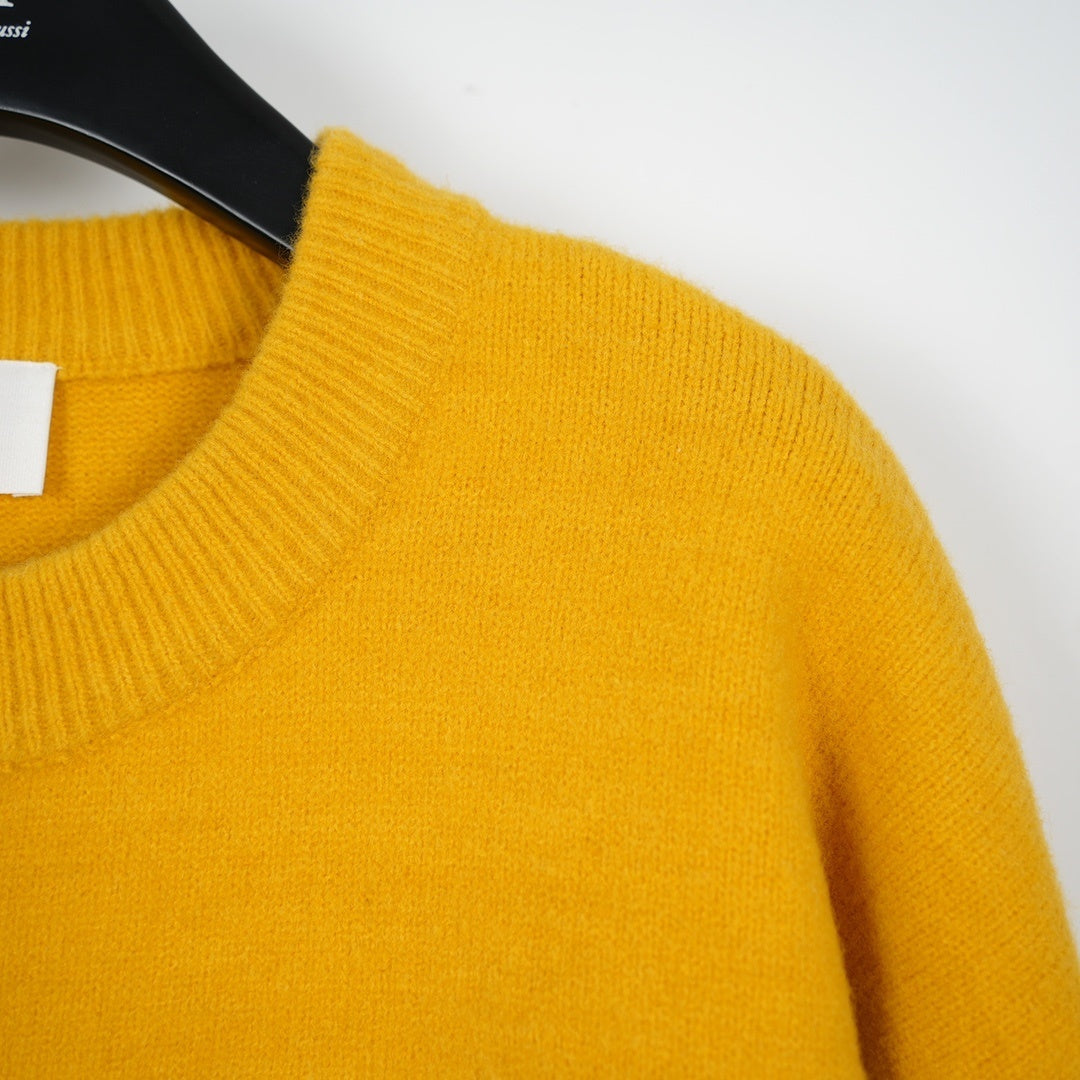 A Alpaca Wool White Heart Crewneck Sweater Unisex