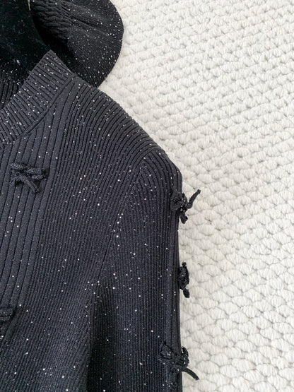 chSilver Bow Knit Cardigan