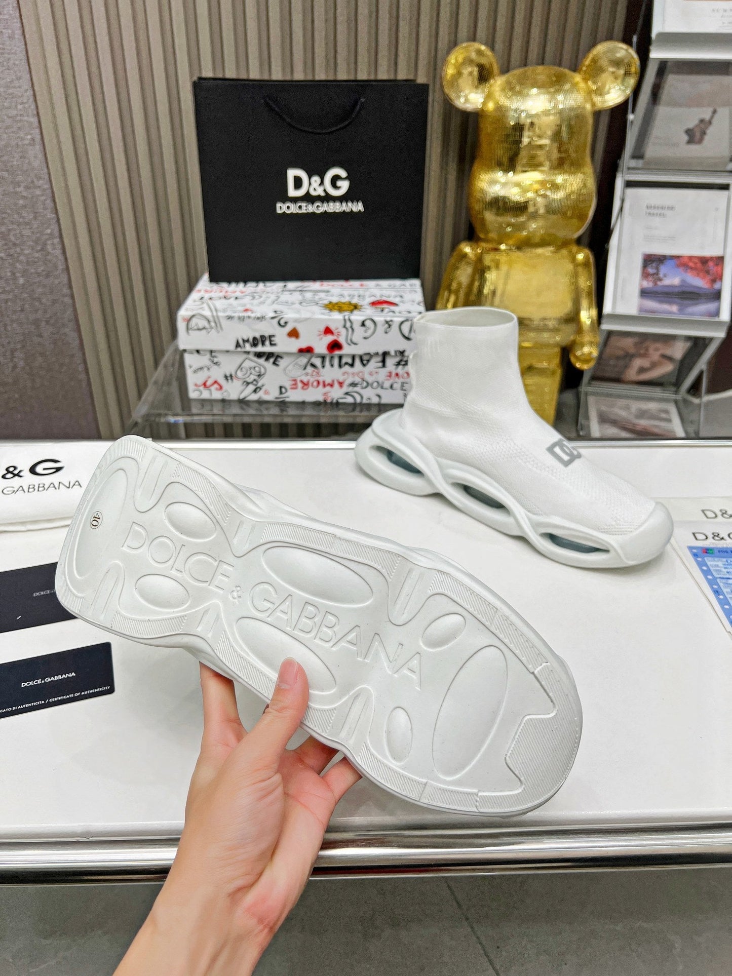 dg Wave Series Couple’s Knit Sock Sneakers