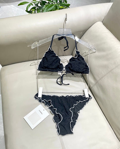 Flattering One-Piece Bikini Subtle Pattern Slimming