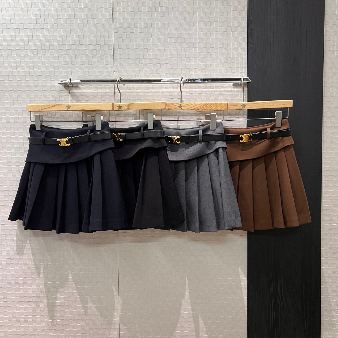 Patchwork Ruffled Pleated Midi Skirt Faux Two-Piece