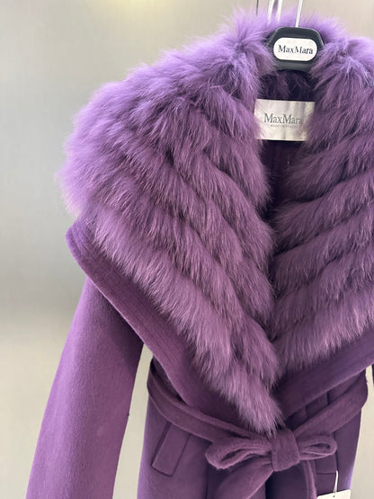 Winter Coat Detachable White Fox Fur Collar