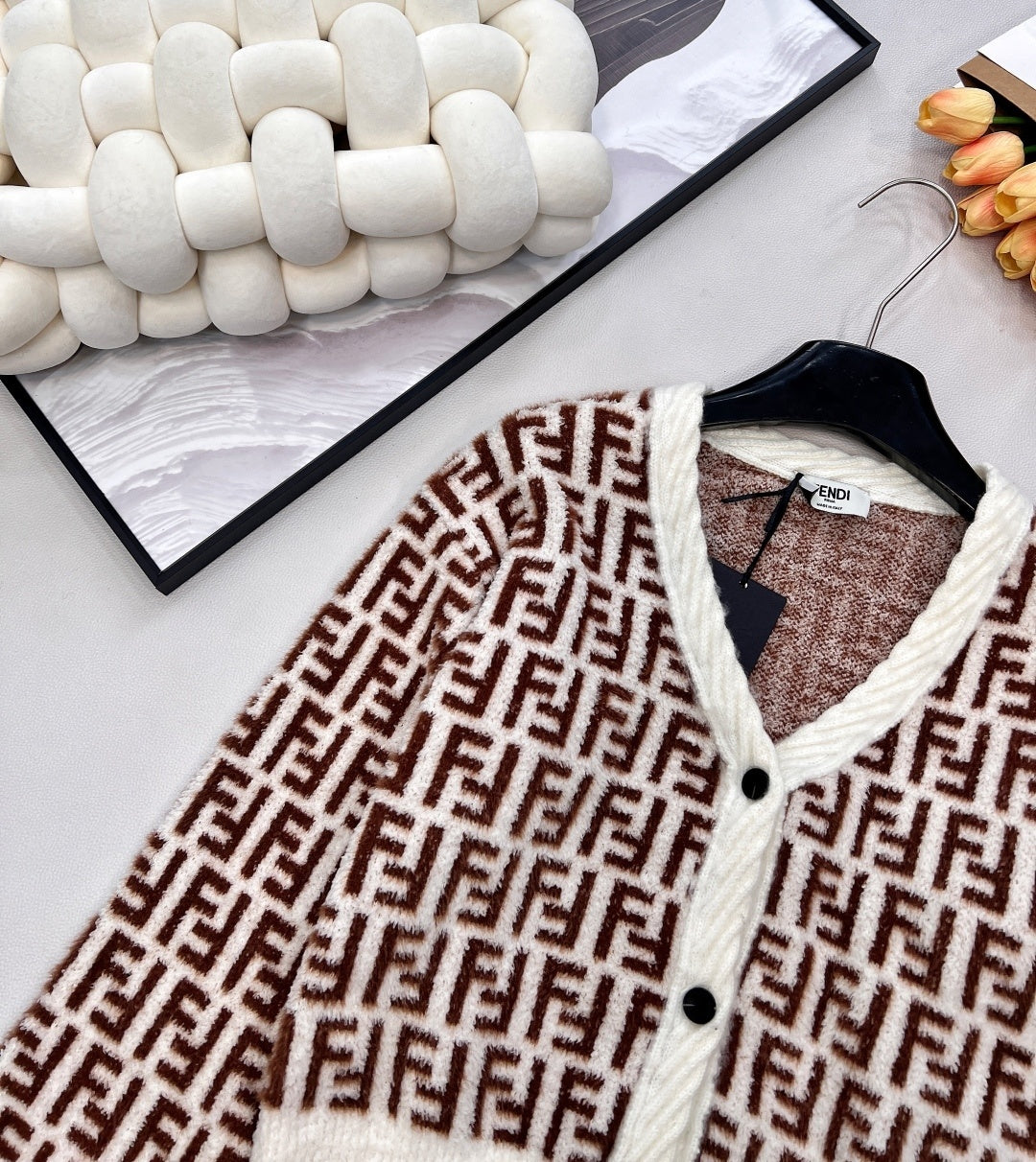 Kids Beige & White Classic Cotton Cardigan