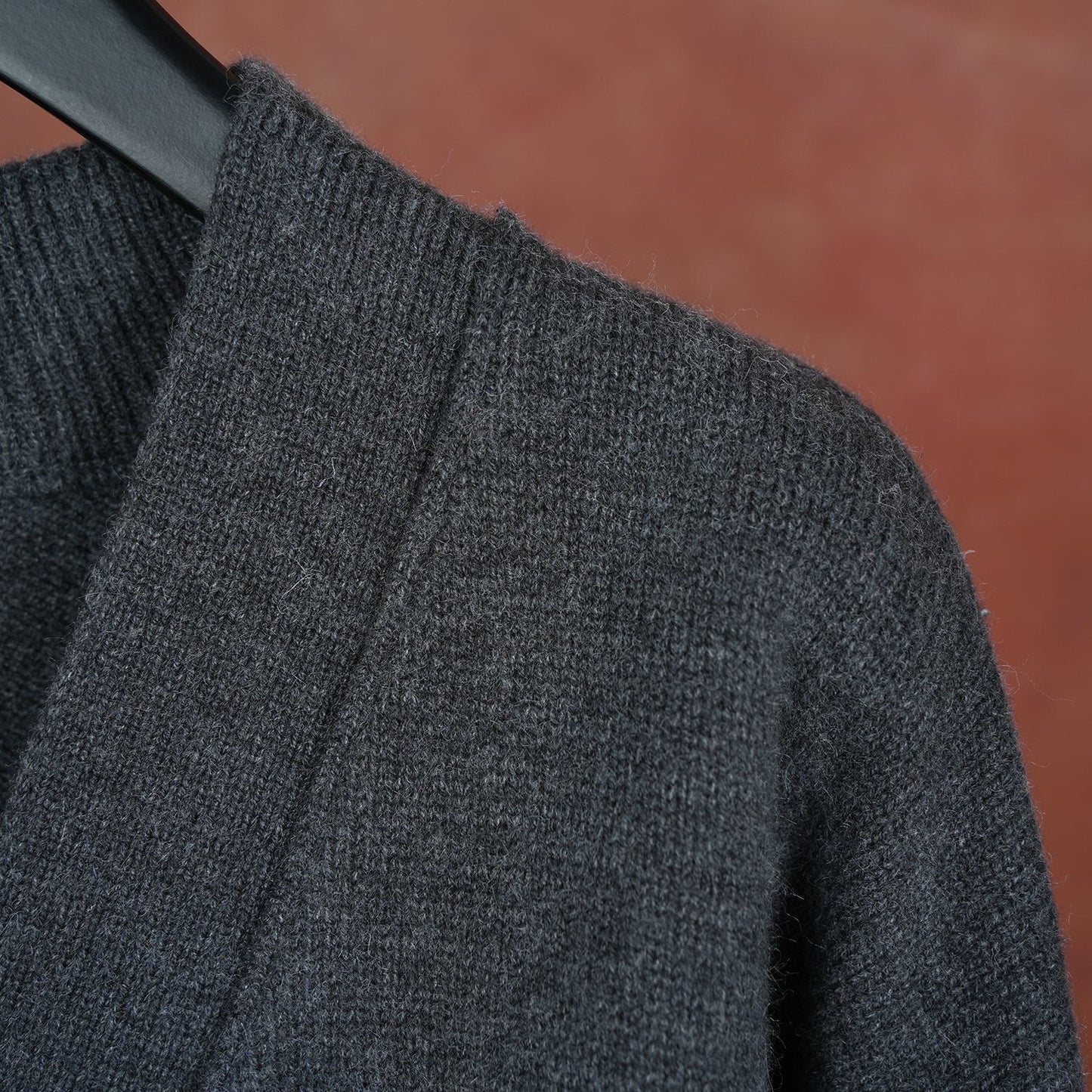 A Wool Black Heart V-Neck Knit Cardigan Unisex Loose Fit