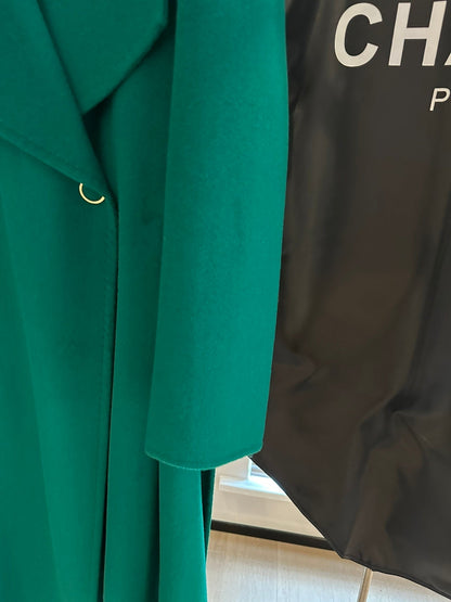 Green Double-Breasted Wool Coat