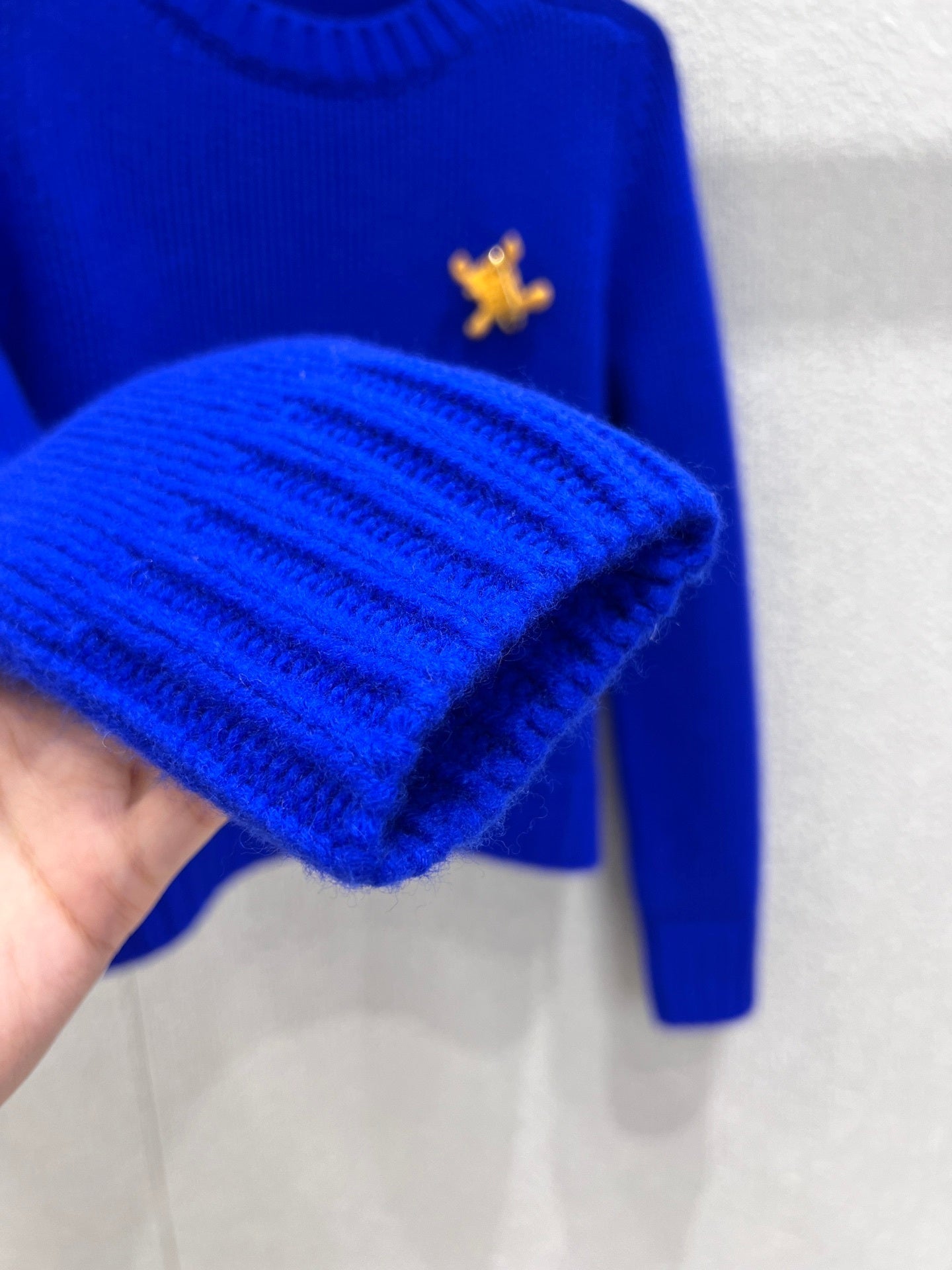 Winter Klein Blue Safety Pin Knit Sweater Soft Cloud