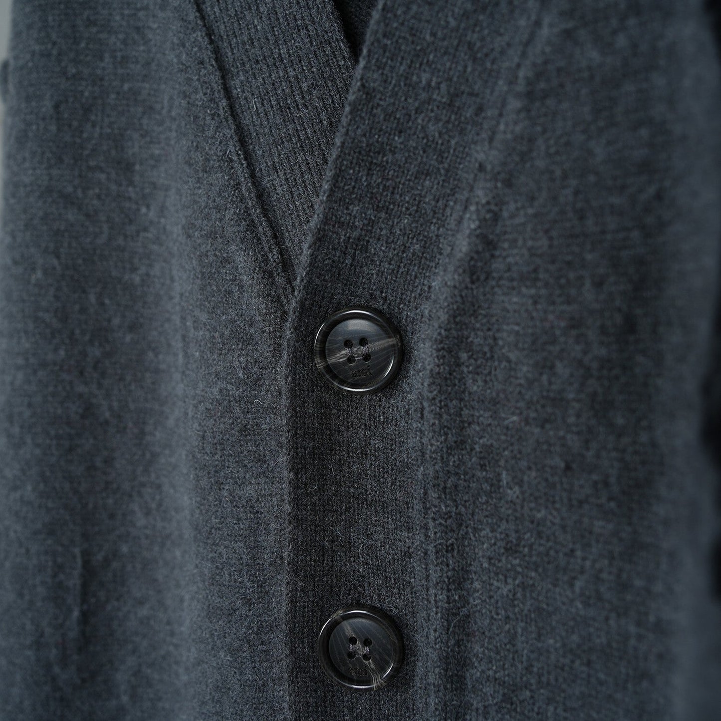 A Wool Black Heart V-Neck Knit Cardigan Unisex Loose Fit