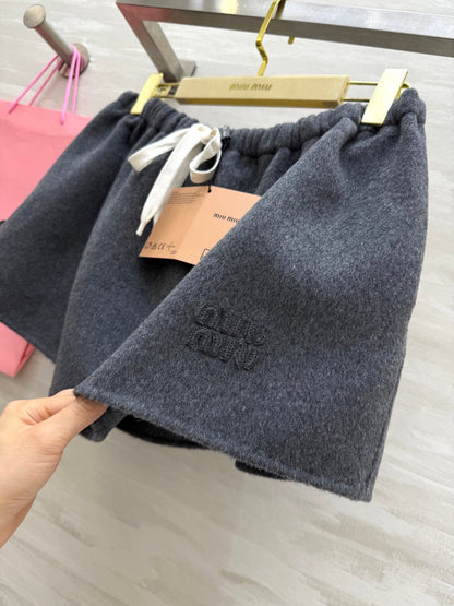 Miu Double-Faced Wool Midi Skirt