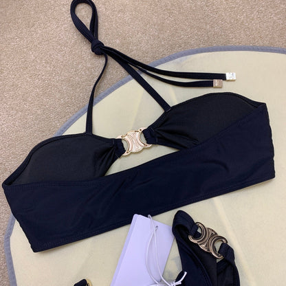 Triomphe Metal Accent Lingerie Set Halter Bra