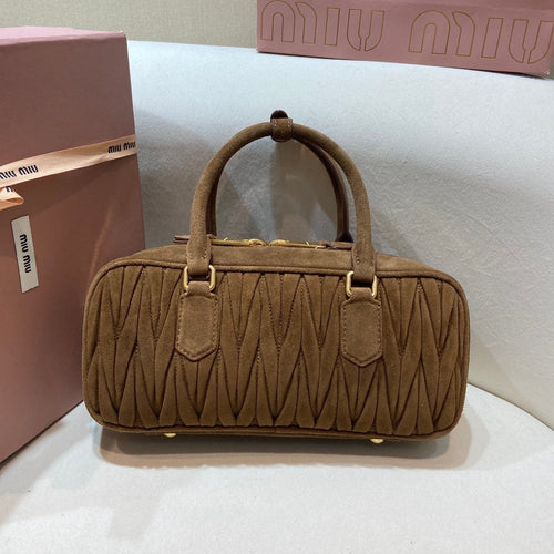 MM Arcadie Matelassé Suede Top Handle Bag