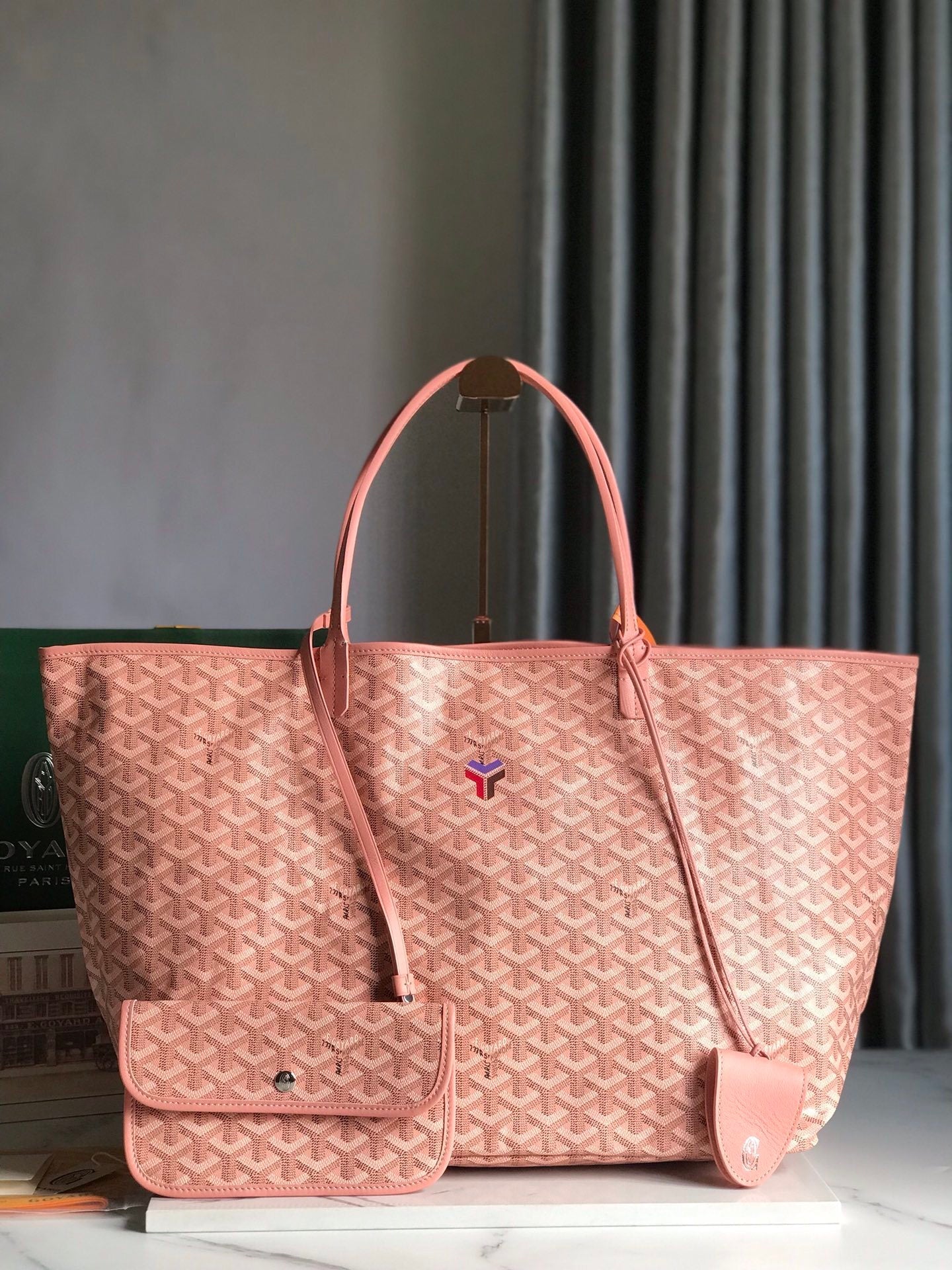 Goyard St. Louis GM Metallic Silver Goyardine Tote Bag